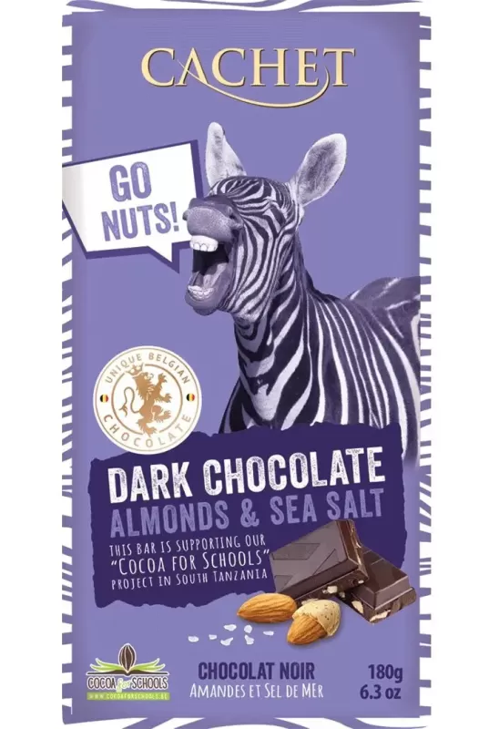 Шоколад  CACHET 180г dark chocolate almonds & sea salt 22118
