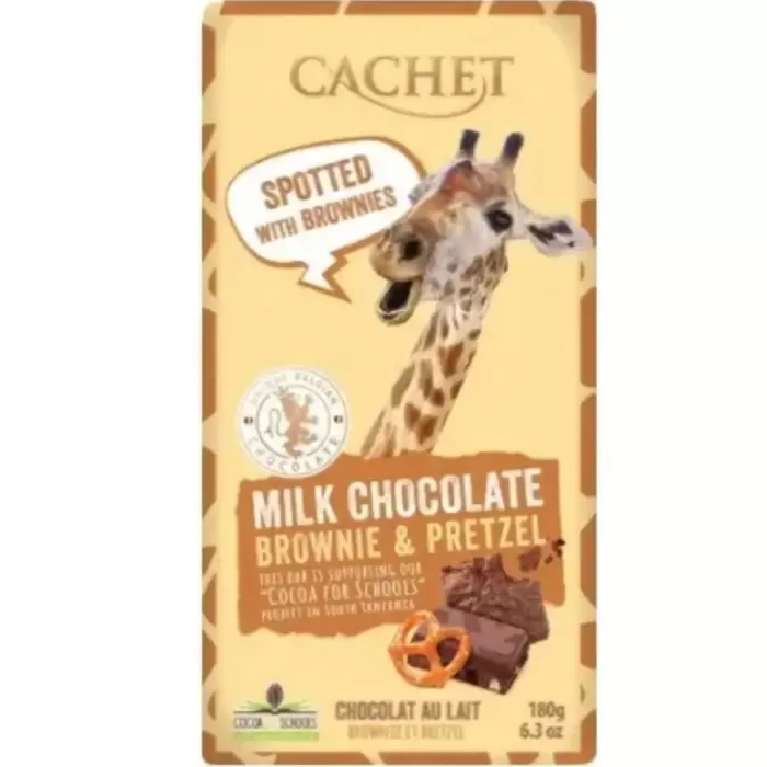 Шоколад CACHET 180г milk chocolate brownie & pretzel 22119