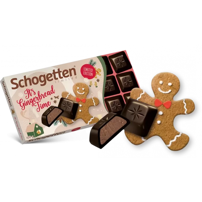 Чорний шоколад Schogetten It's Gingerbread Time із кремом зі смаком імбирного печива 100 г.
