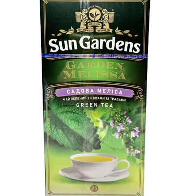 Чай зелений Sun Gardens Садова Меліса 25 пакетиків по 1.5 г