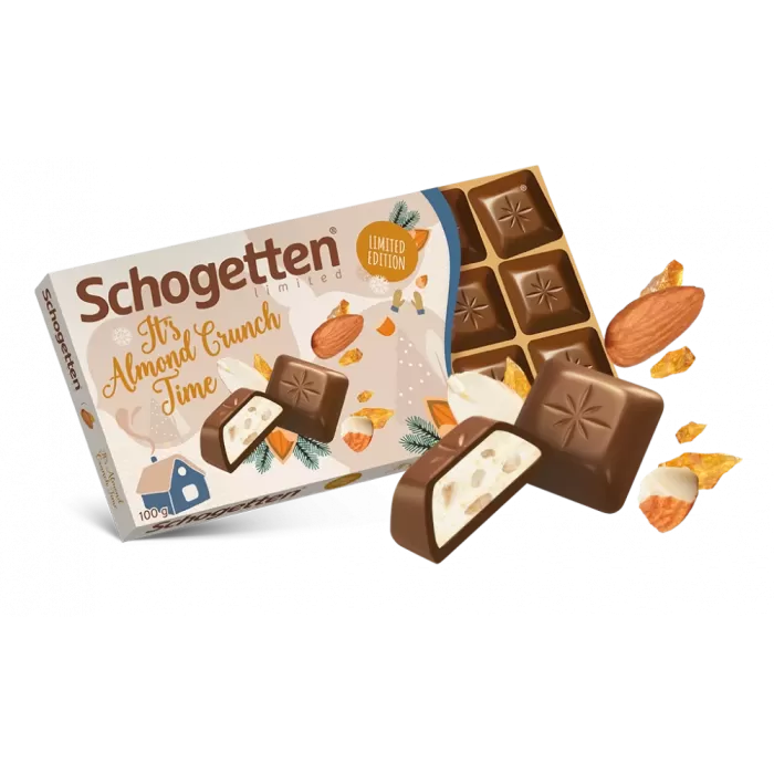 Молочний шоколад Schogetten It's Almond Crunch Time з мигдальним кремом та шматочками мигдалю 100 г.