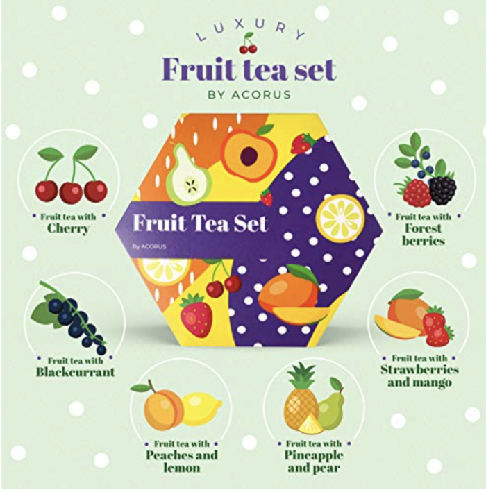Чайний набір Acorus Fruit tea set 60 пакетиків, 6 смаків, 135 г