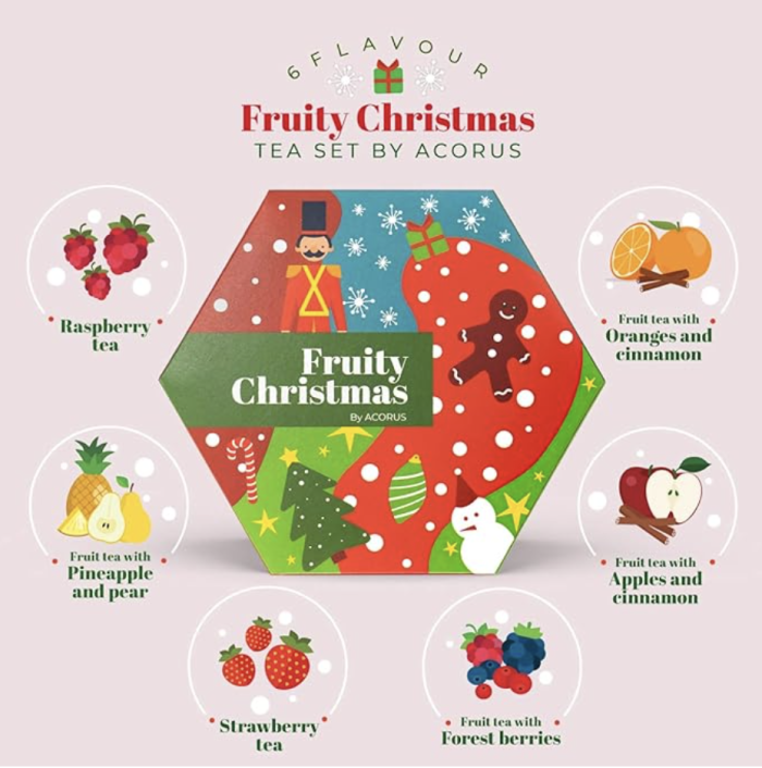 Чайний набір Acorus Fruity Christmas 60 пакетиків, 6 смаків,125 г