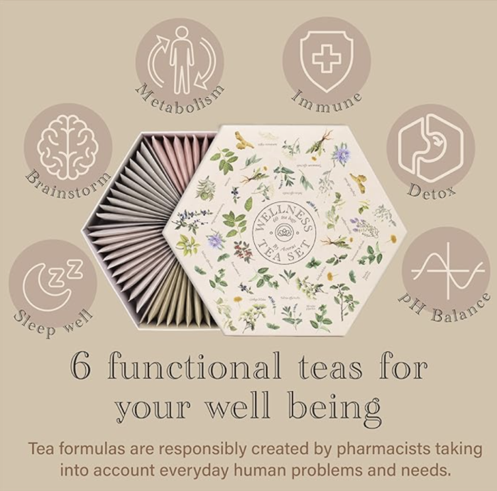 Чайний набір Wellness tea set 60 пакетиків, 6 смаків, 105 г
